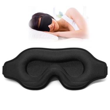 Imagem de Máscara de dormir para dormir de lado, extensões de cílios máscara de dormir com bojo contornado 3D para homens e mulheres, capa blackout de viagem para olhos venda noturna com alça ajustável