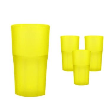 Imagem de Kit 4 Copos Roma Amarelo Neon 360Ml Plástico Premium