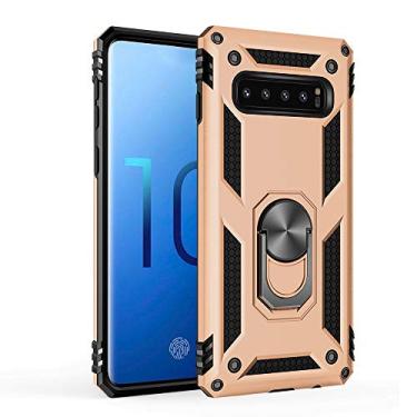 Imagem de SORAKA Capa para Samsung Galaxy S10 Plus com suporte de anel capa protetora para Samsung Galaxy S10 Plus capa traseira de policarbonato rígido com placa de metal para suporte magnético de telefone