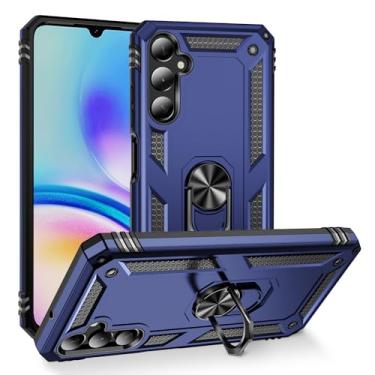 Imagem de SORAKA Capa para Samsung Galaxy A05s com suporte de anel capa protetora para Samsung Galaxy A05s capa traseira de policarbonato rígido com placa de metal para celular magnético suporte de carro azul
