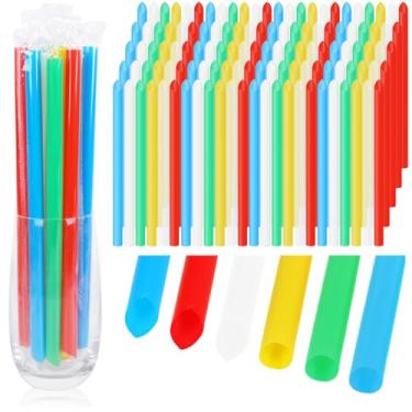 Imagem de Whaline 500 Palhinhas Jumbo Smoothie Canudos de Plástico Colorido Canudos de Bolha Descartáveis para Milkshake Bolha Chá Suco de Café (Embalado Individualmente)