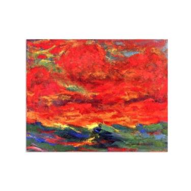 Imagem de Paisagem Abstrata Pôster Famosas Pinturas-Reprodução em Tela-Imagem Decoração Sala de Estar(Sky and Sea) 60x80cm-23x31in Sem Moldura