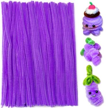 Imagem de Praisebank 200 peças de limpadores de cachimbo roxos para artesanato, hastes de chenille para bricolage, 30 cm de comprimento