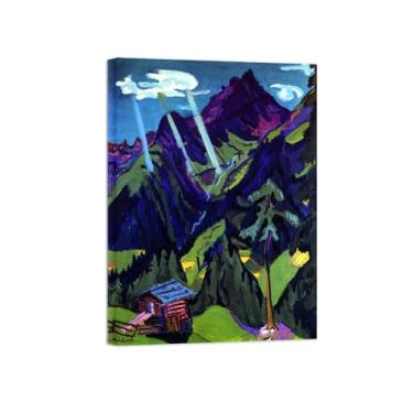 Imagem de Paisagem Abstrata Pôster Famosas Pinturas-Reprodução em Tela-Imagem Decoração Sala de Estar(Mountain 3) 50x70cm-19x27in Tela Embrulhada