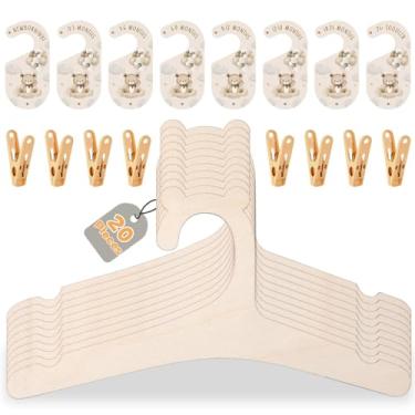 Imagem de Pacote com 20 cabides de roupas de bebê com 8 divisórias de armário de bebê e 8 clipes, cabides antiderrapantes para roupas infantis com divisor para classificação, organizador de armário de berçário