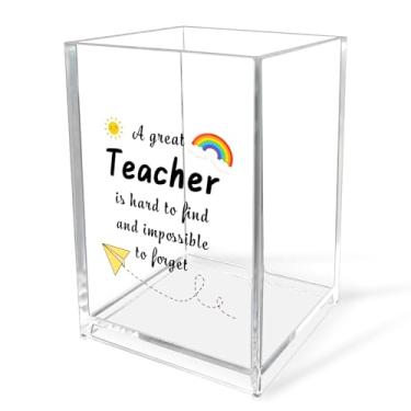 Imagem de Porta-lápis de acrílico para professores – Porta-canetas de acrílico transparente, organizador de mesa, presente de agradecimento para formatura, fim de ano, para dia das bruxas, dia dos namorados