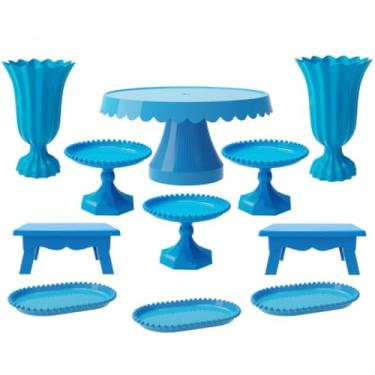 Imagem de Kit Festa Elegante - Boleira , Vasos, Mesas, Mini Boleiras E Bandejas PéRola | Conjunto Premium(AC - AZUL CLARO)