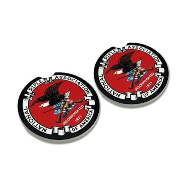Imagem de Elektroplate Porta-copos automotivos de cerâmica oficialmente licenciado pela National Rifle Association NRA (6,6 cm) | Ajuste universal para todos os carros, caminhões, SUVs e mais | Absorvente