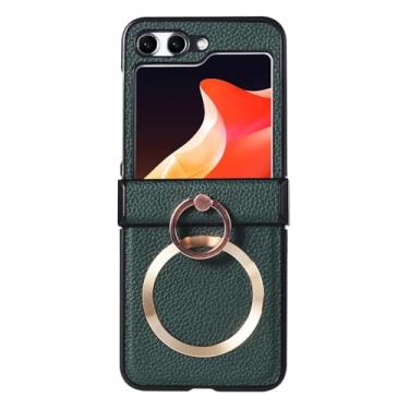 Imagem de Capa de couro para Galaxy Z Flip6 com anel rígido e suporte à prova de choque (para Galaxy Z Flip6/verde)