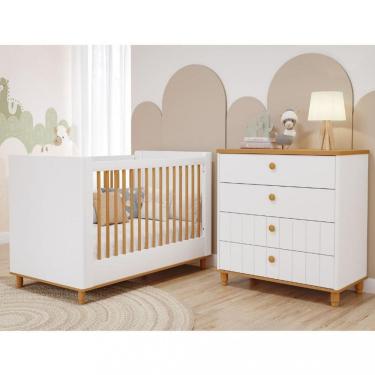 Imagem de Quarto de Bebê Completo Berço e Cômoda 4 Gavetas 100 MDF Lívia