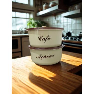 Imagem de Conjunto 2 Potes Porta Mantimentos Café E Açúcar cozinha - Pratic Plás