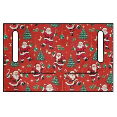 Imagem de Semiouray Capa de assento de Papai Noel de golfe fofa árvore de Natal Papai Noel confortável mantenha limpo capa de assento de carrinho de golfe com 4 bolsos nota musical de Natal protetor de assentos