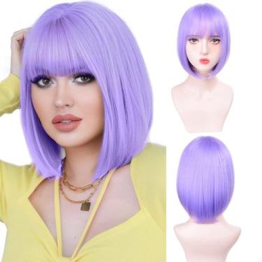 Imagem de Peruca Aida Ble Short Bob With Bangs Lavanda Roxa 30cm