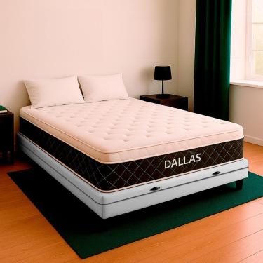Imagem de Cama Box Viúvo E Colchão Dallas Molas V-store 128x188x20 Branco