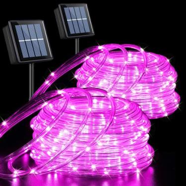 Imagem de Luzes solares de corda QITONG 2x10m 100 LED rosa impermeável