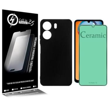 Imagem de Capa Case Aveludada Preta Para Redmi 13C 6.74 + Película De Ceramica  