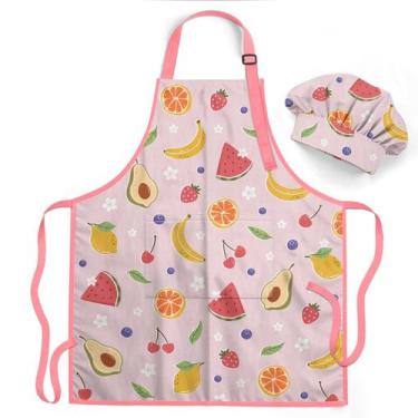 Imagem de Avental infantil SANDJEST com bolso e chapéu de chef, poliéster