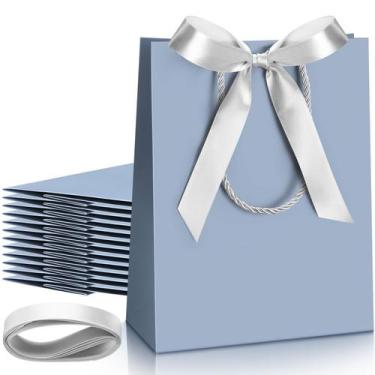 Imagem de Sacos de presente Silkfly Thank You Dusty Blue 23x18x8cm (12 unidades)