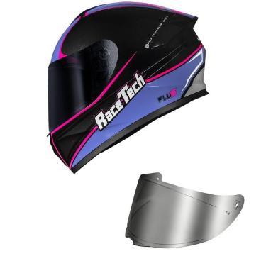 Imagem de Capacete Race Tech Hit Plus Preto e Roxo Mais Viseira Prata-Feminino