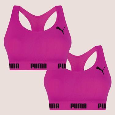 Imagem de Kit Com 2 Tops Puma Nadador Sem Costura E Sem Bojo Fitness Fit Para Academia Corrida Treino-Feminino