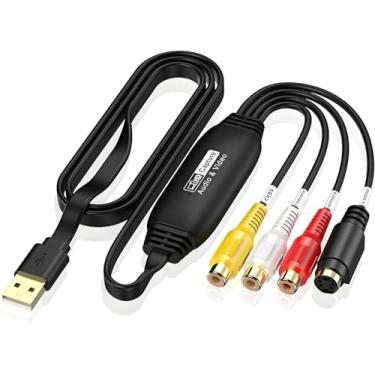 Imagem de Herfair VHS to Digital Converter, USB 2.0 Video Capture Card - RCA AV Composite to USB Audio Video Converter for VHS VCR DVD to Digital Laptop Computer,Support Windows/MacOS System