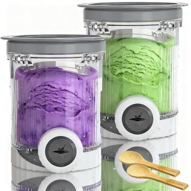 Imagem de Copos e tampas de substituição para sorvete de 680 g, compatível com Ninja Swirl da Creami NC700 NC701 Series sorvete e máquina de servir macio, pode ser lavado na lava-louças, livre de BPA, pacote