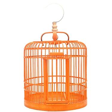 Imagem de YAYA2021-SHOP Gaiola de pássaro de bambu feita à mão para gaiola de pássaro de papagaio pequeno gaiola de pássaro simples gaiola ornamental, adequada para pássaros pequenos, canários, ninho de