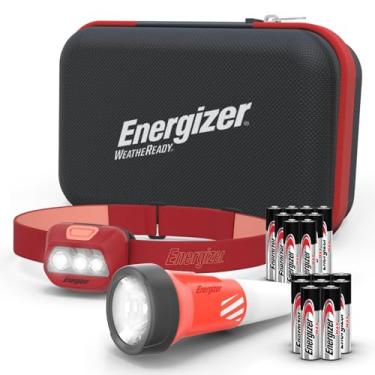 Imagem de Energizer Kit de preparação WeatheReady, kit de falta de energia com combinação de lanterna LED 2 em 1 (90 lúmens), farol de LED (325 lúmens), baterias reserva e estojo de armazenamento
