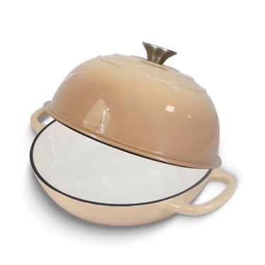 Imagem de Forno holandês para assar pão de fermento, panela de ferro fundido esmaltado holandês com tampa, fornos holandeses em forma de cúpula, 6 litros, latte