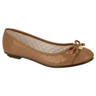 Imagem de Sapatilha Moleca Feminina Camel Verniz Super Conforto, Camel, 36