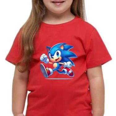 Imagem de Camiseta Infantil Do Sonic Personalizada Tecido 30,1 - Hs, Vermelho, 0