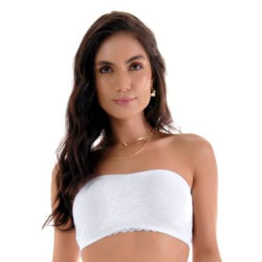 Imagem de Sutiã Top Faixa Anatômico com Renda sem Costura Branco Zee Rucci, G