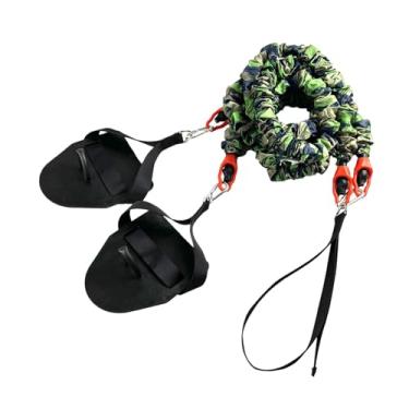 Imagem de oshhni Faixa elástica de resistência para natação, corda elástica para homens e mulheres, com pás de mão, equipamento de treinamento para exercícios de força, Verde 30 Libras