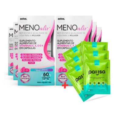 Imagem de 6 Potes Meno Aliv, 60 Cápsulas para Menopausa, Com mais 6 Packs Pausa 