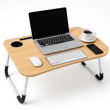 Imagem de Mesa Para Notebook Portátil Dobrável – Compacta, Resistente e Ergonômica para Cama, Sofá, Estudo e Home Office (MARROM)
