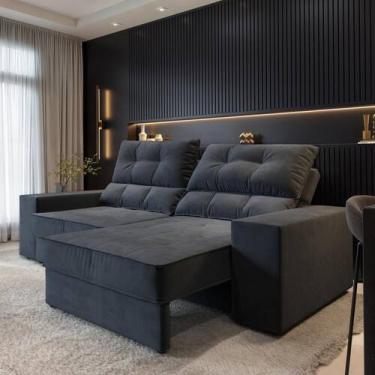 Imagem de Sofá Larissa 4 Lugares Suede 230cm - CIALAR MÓVEIS, Grafite