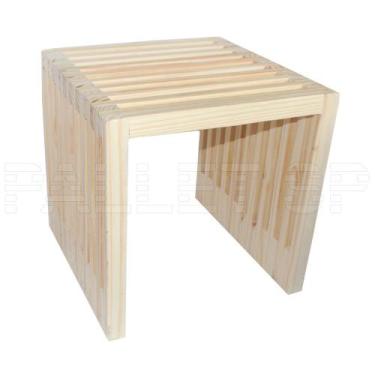 Imagem de Banco Ripado de Madeira Pallet 45 x 45 x 45 cm - Várias Opções de Acab