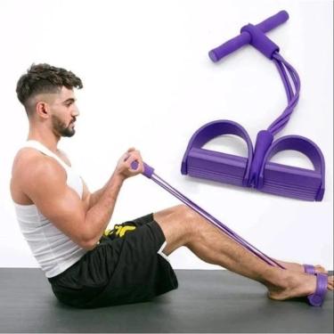 Imagem de Extensor Elastico De Exercicios Treino Musculacao Academia Em Casa Com Apoio Yoga Peito Pernas Roxo