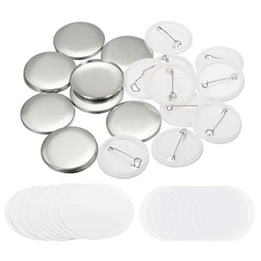 Imagem de Peças de botão de 3,15 cm, suprimentos para fabricação de botões em branco, 10 peças de emblemas redondos, kit faça você mesmo para máquina de fazer botões com base de plástico de capa de metal, filme