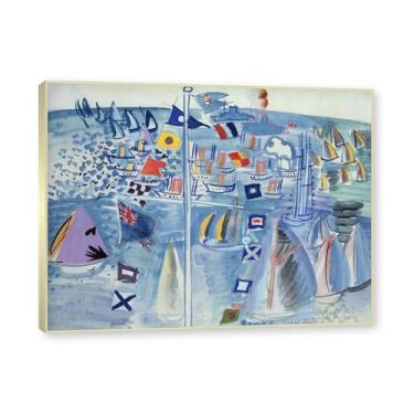 Imagem de NHLDZYH Moldura champanhe. Folhas impressionistas, (Regata 3) de Raoul Dufy, reprodução de quadros, quadros de pinturas famosas, imagem murais quartos. 60x80cm