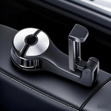 Imagem de Pacote com 2 ganchos ocultos para encosto de cabeça de carro 2 em 1 com suporte de telefone para bolsa, mochilas, brinquedos e até mesmo organizador de armazenamento de garrafas