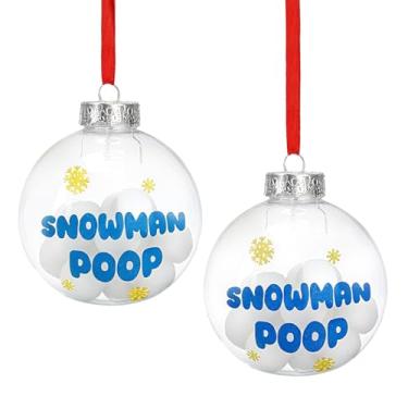 Imagem de Bonecos de neve engraçados enfeites de árvore de Natal 2025-2 pacotes de bolas de Natal transparentes de 8 cm, presentes de Papai Noel secretos de elefante branco para adultos, preenchidos com pompons