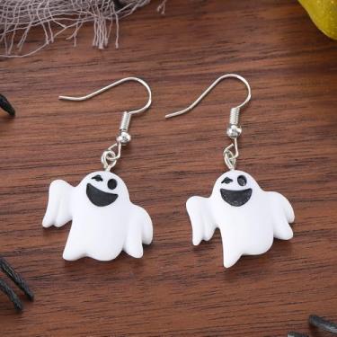 Imagem de 5 peças de brincos de Halloween para mulheres, abóbora, fantasma, gato, roupas de Halloween, acessórios de bijuteria, 2inch, Liga de aço, Sem pedra preciosa