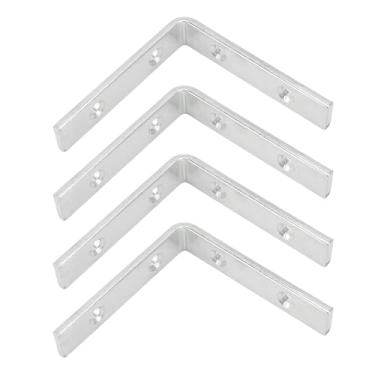Imagem de Suporte de Canto de Suporte Em L de 4 Unidades, Suportes Em L de Ferro Galvanizado de 4 Furos para Prateleiras, Suporte de Canto Pequeno Em ângulo Reto para Cadeira de Gabinete