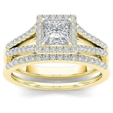 Imagem de Um conjunto de anéis quadrados micro incrustados de luxo leve unissex para homens e mulheres joias finas vida diária namoro decoração para festa de formatura, Cobre, Sem pedra preciosa