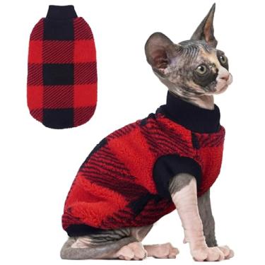 Imagem de PUMYPOREITY Suéter aconchegante de lã para gatos – Camisa de gato de malha elástica e quente, suéter de gatinho super macio, lavável na máquina, roupas para animais de estimação para conforto e estilo