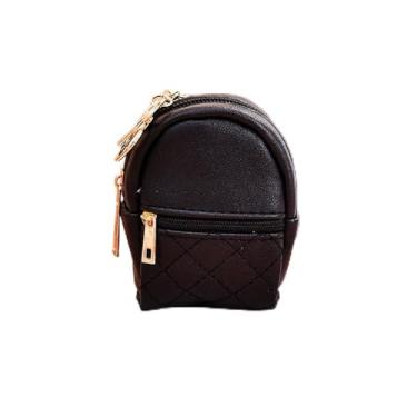 Imagem de Chaveiro mini mochila, linda bolsa de cosméticos para mulheres, bolsa de maquiagem de couro PU, bolso para chave, bolsa de batom, porta-cartões, Preto, Tendência