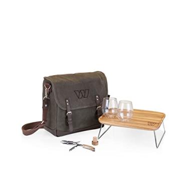 Imagem de PICNIC TIME Sacola de vinho NFL Washington Commanders Adventure com taças de vinho e mini mesa – bolsa para piquenique de vinho – 2 garrafas de vinho, (verde cáqui com detalhes em marrom)