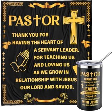 Imagem de Geiserailie Conjunto de pastor, 152 x 127 cm, cobertor de agradecimento de pastor e copo 567 g, presente de pastores religiosos cristãos para homens, marido, pai, aniversário