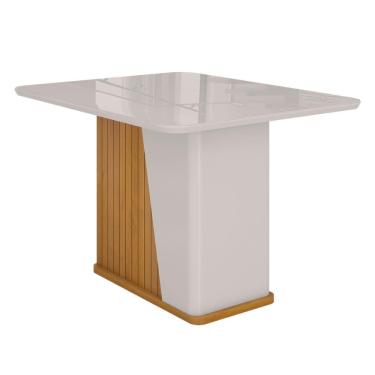 Imagem de Mesa De Jantar Harmonia 4 Lugares Com Tampo De Vidro Naturale-off White